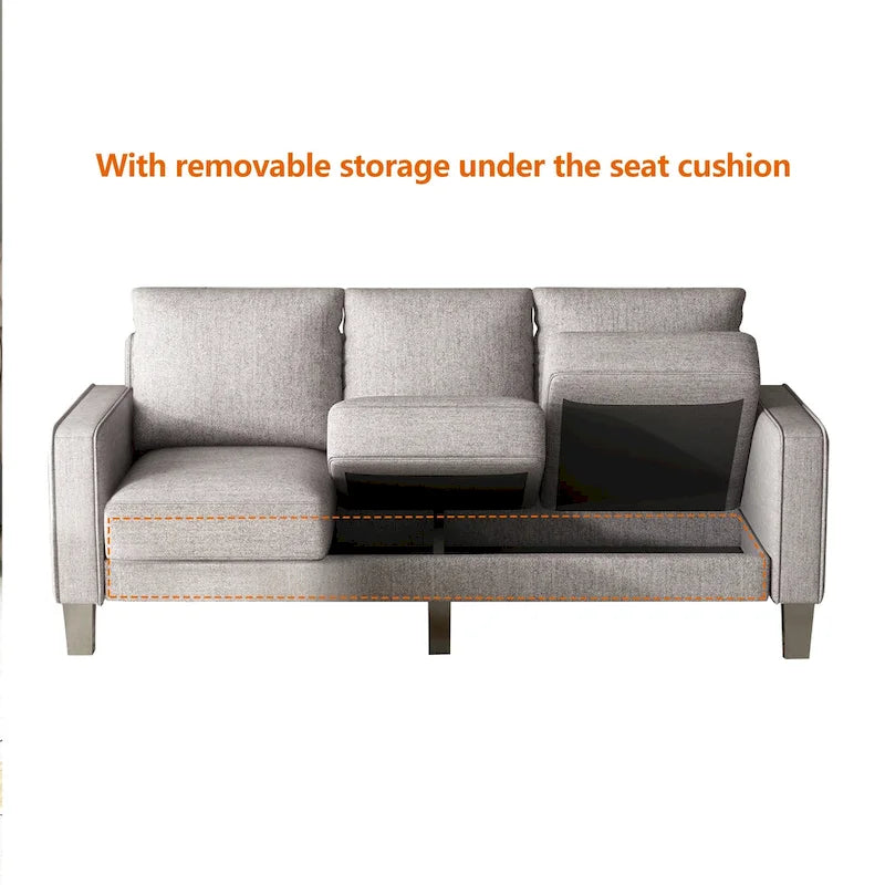 3-Seat Sofa with Storage | Beige / Grey / Grey & Black | Fabric