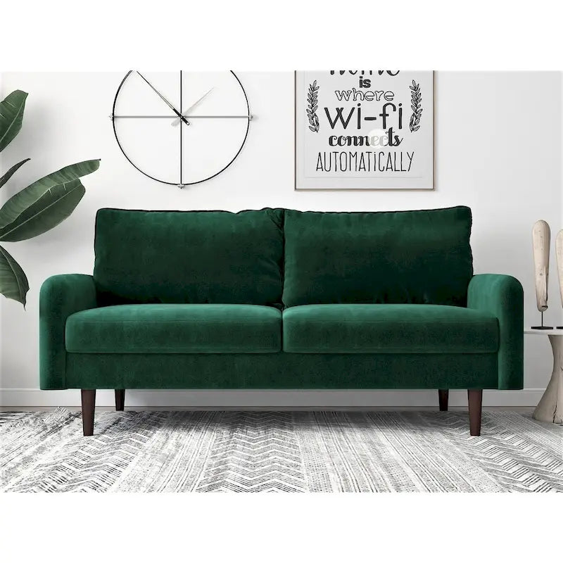 Gray Velvet European-Style 2-Seat Sofa with Track Arms