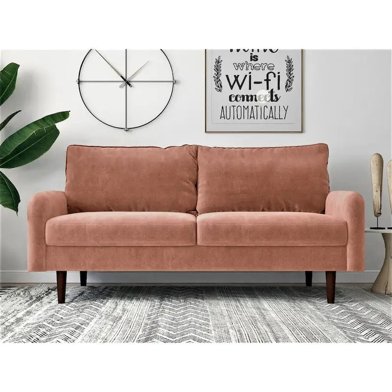 Gray Velvet European-Style 2-Seat Sofa with Track Arms