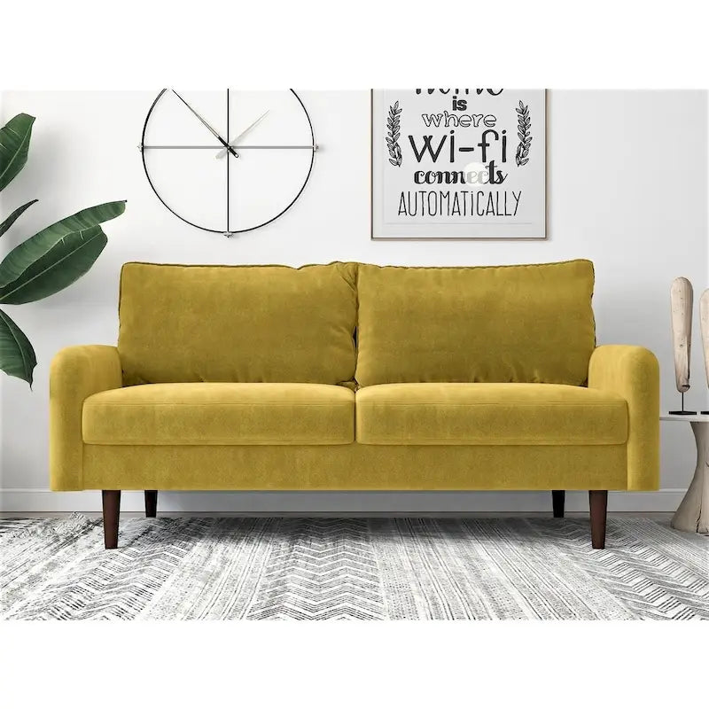 Gray Velvet European-Style 2-Seat Sofa with Track Arms