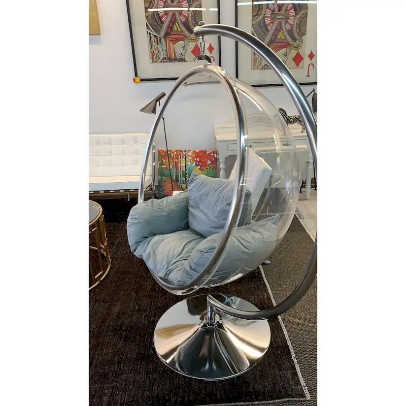 Bubble Chair with Stand – Chrome / Grey, Gold | Single Seat