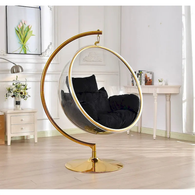 Bubble Chair with Stand – Chrome / Grey, Gold | Single Seat
