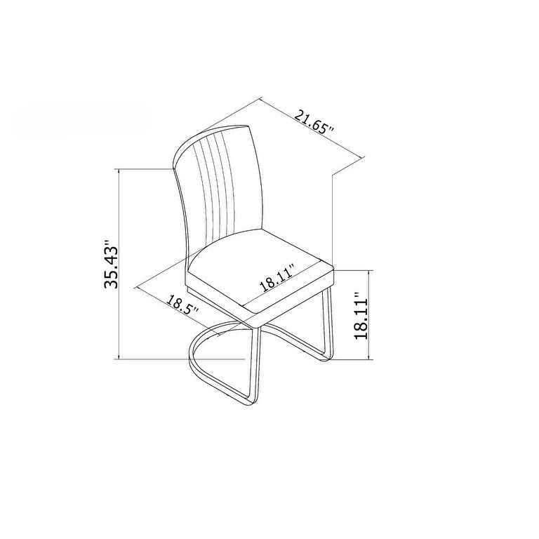 White Faux Leather Channel Back Dining Chair, Set of 4, Dining Height