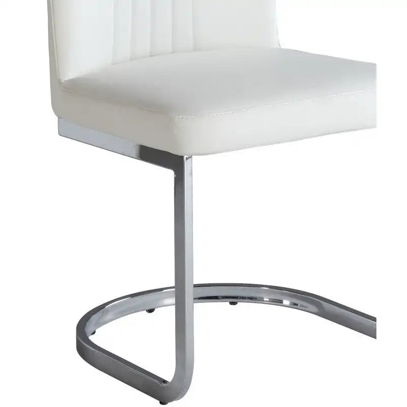White Faux Leather Channel Back Dining Chair, Set of 4, Dining Height