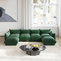 Chenille U-Shape Sectional Sofa – Green / Orange / Beige / Black, Modular 4-Seat