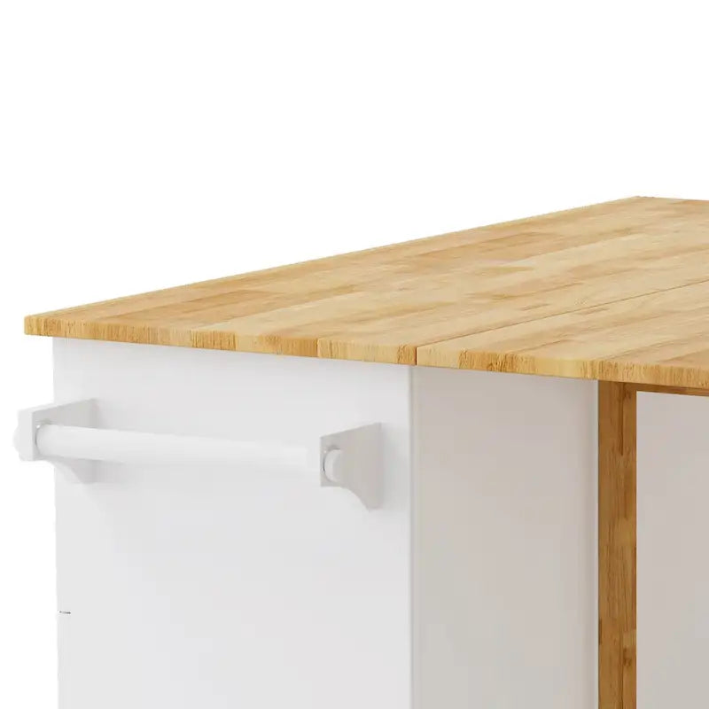 Black / White Rolling Kitchen Island Cart with Drawers & Cabinet – Seats 1