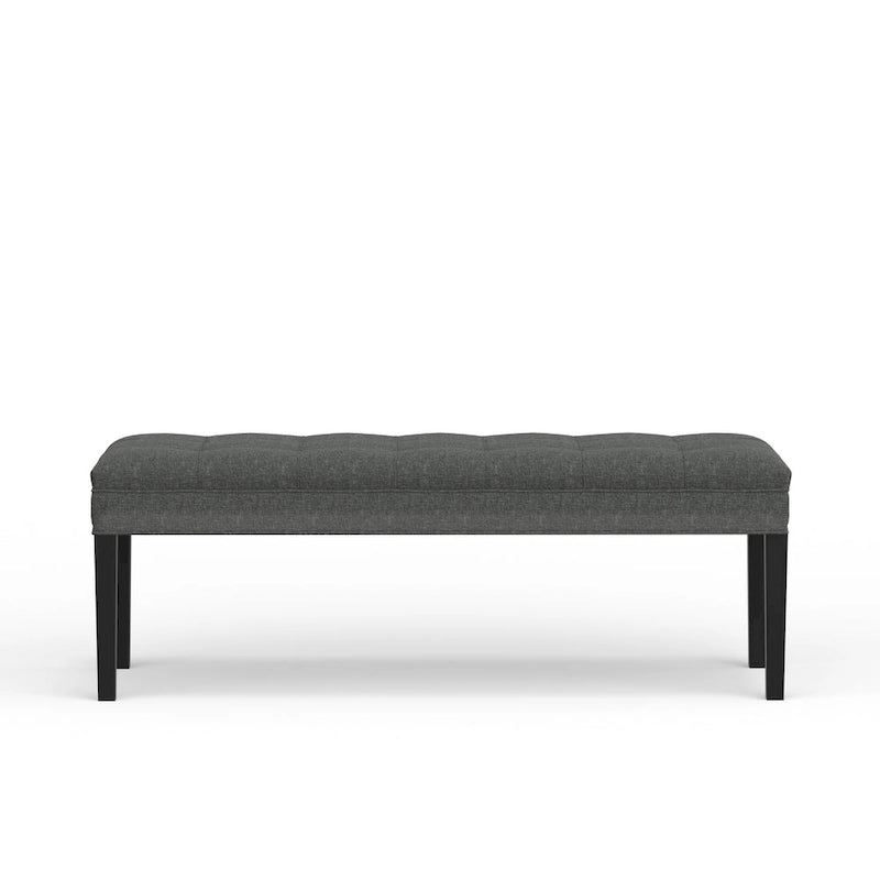 Beige / Gray Upholstered Bench, Button Tufted, Single Seat
