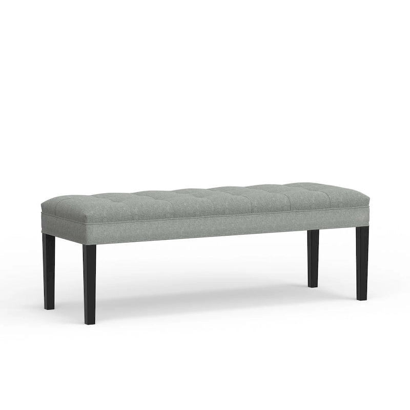 Beige / Gray Upholstered Bench, Button Tufted, Single Seat