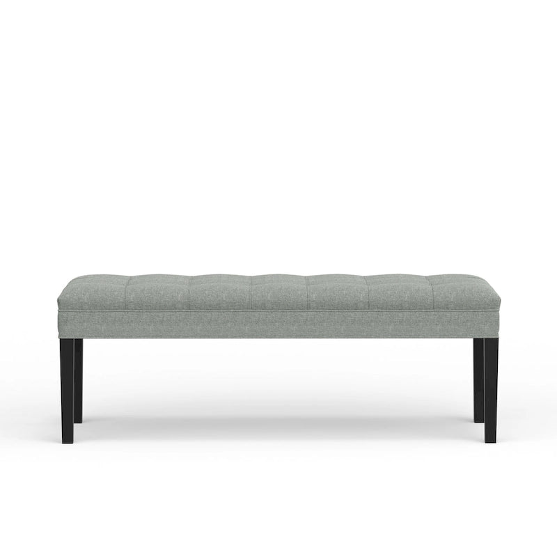 Beige / Gray Upholstered Bench, Button Tufted, Single Seat