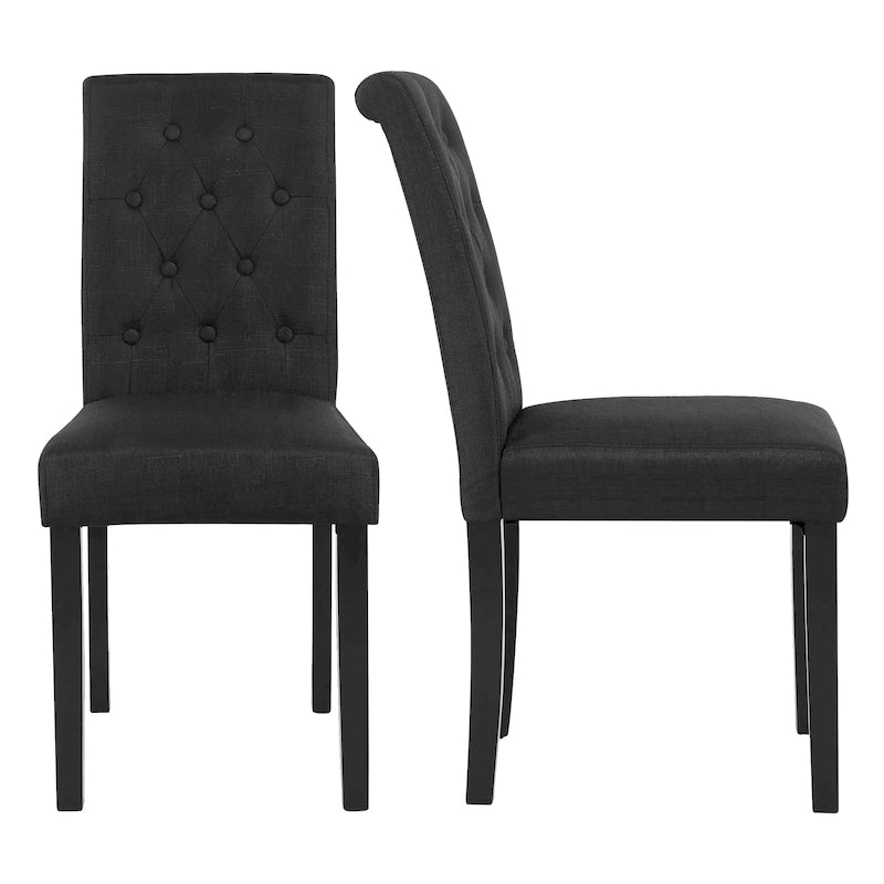 Charcoal / Grey / Beige Button-Tufted Parson Dining Chair, Set of 2
