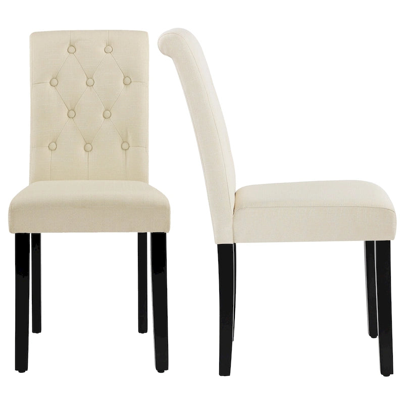 Charcoal / Grey / Beige Button-Tufted Parson Dining Chair, Set of 2