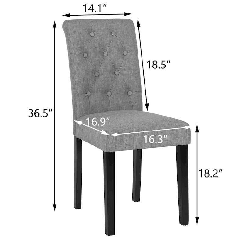 Charcoal / Grey / Beige Button-Tufted Parson Dining Chair, Set of 2