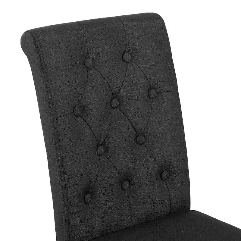 Charcoal / Grey / Beige Button-Tufted Parson Dining Chair, Set of 2