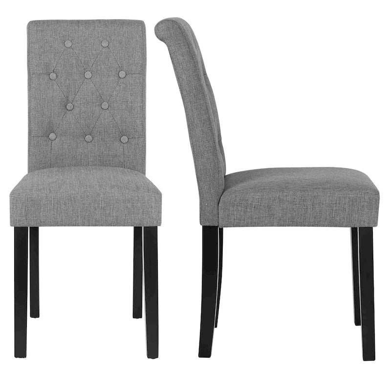 Charcoal / Grey / Beige Button-Tufted Parson Dining Chair, Set of 2