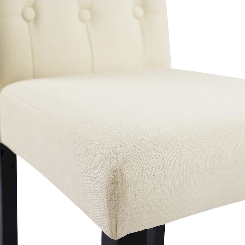 Charcoal / Grey / Beige Button-Tufted Parson Dining Chair, Set of 2
