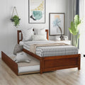 Twin Platform Wood Bed with Trundle, Sleeps 2 (Grey / Walnut / Espresso / White)