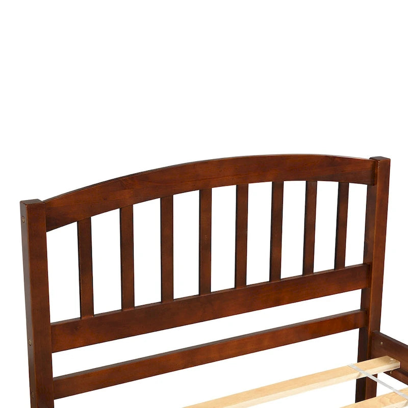 Twin Platform Wood Bed with Trundle, Sleeps 2 (Grey / Walnut / Espresso / White)