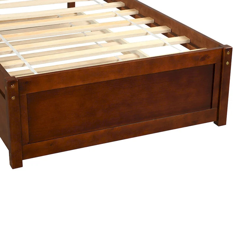 Twin Platform Wood Bed with Trundle, Sleeps 2 (Grey / Walnut / Espresso / White)