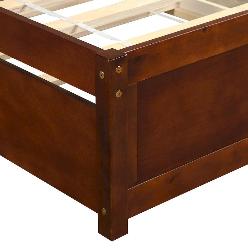 Twin Platform Wood Bed with Trundle, Sleeps 2 (Grey / Walnut / Espresso / White)