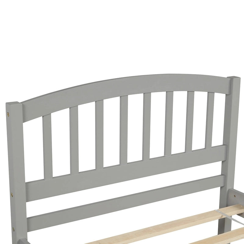 Twin Platform Wood Bed with Trundle, Sleeps 2 (Grey / Walnut / Espresso / White)