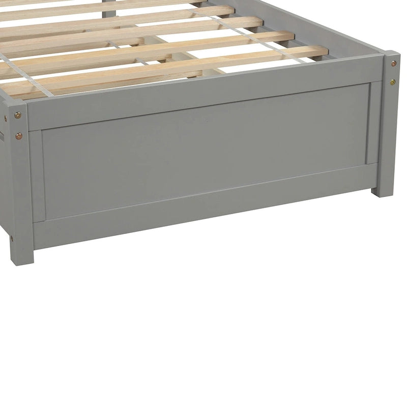 Twin Platform Wood Bed with Trundle, Sleeps 2 (Grey / Walnut / Espresso / White)
