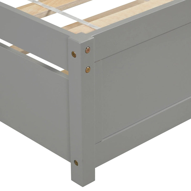 Twin Platform Wood Bed with Trundle, Sleeps 2 (Grey / Walnut / Espresso / White)
