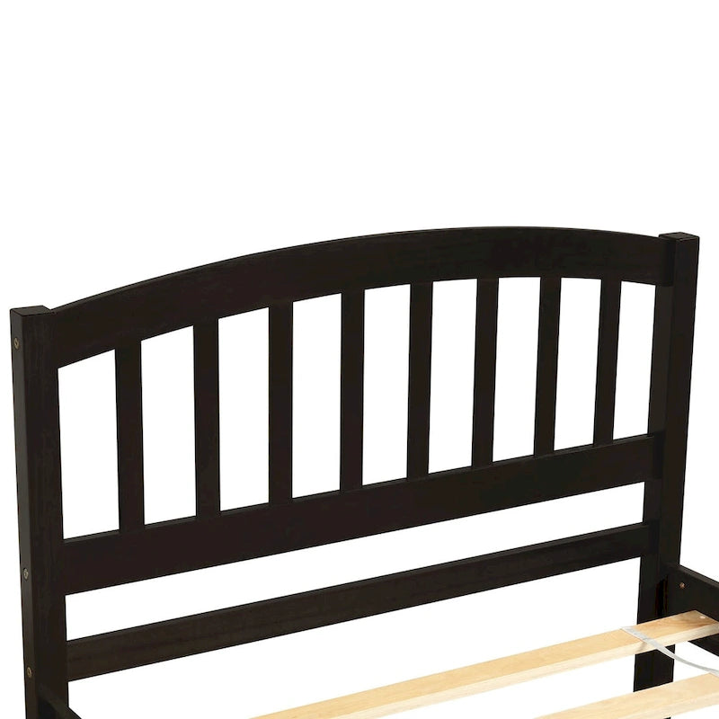 Twin Platform Wood Bed with Trundle, Sleeps 2 (Grey / Walnut / Espresso / White)
