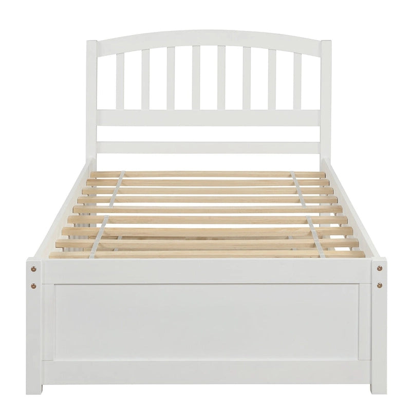 Twin Platform Wood Bed with Trundle, Sleeps 2 (Grey / Walnut / Espresso / White)