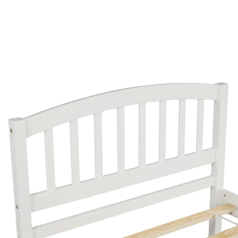 Twin Platform Wood Bed with Trundle, Sleeps 2 (Grey / Walnut / Espresso / White)