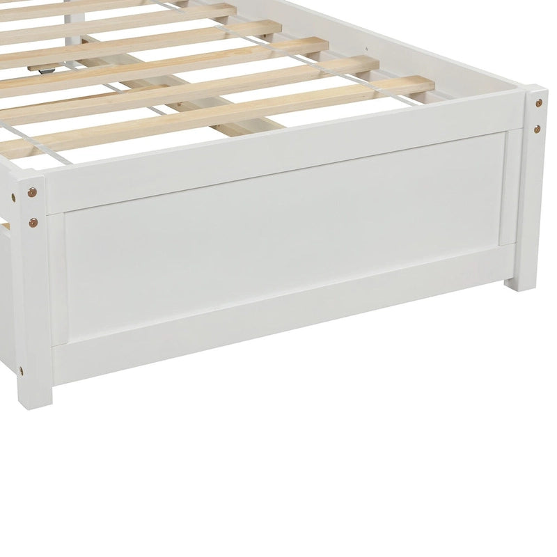 Twin Platform Wood Bed with Trundle, Sleeps 2 (Grey / Walnut / Espresso / White)