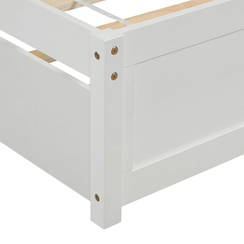 Twin Platform Wood Bed with Trundle, Sleeps 2 (Grey / Walnut / Espresso / White)