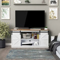 TV Stand, White / Espresso / Oak, Barn Door Style, Fits 43"–65" TVs, 2-Person Assembly