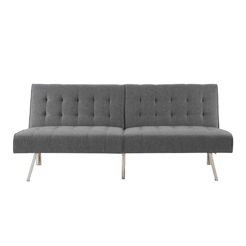 Multi-Color Tufted Split-Back Futon Sofa Bed, Chrome Legs, Seats 1–2
