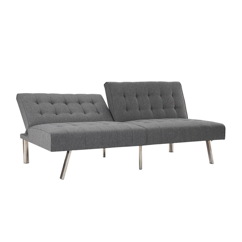 Multi-Color Tufted Split-Back Futon Sofa Bed, Chrome Legs, Seats 1–2