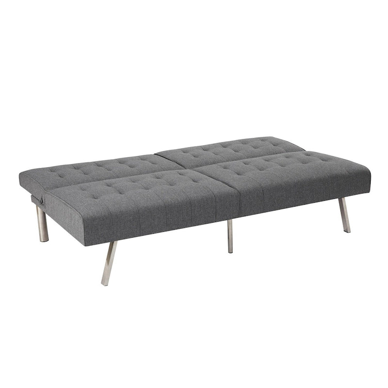 Multi-Color Tufted Split-Back Futon Sofa Bed, Chrome Legs, Seats 1–2