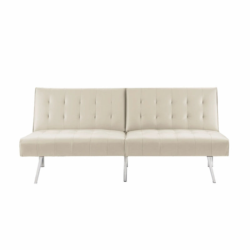 Multi-Color Tufted Split-Back Futon Sofa Bed, Chrome Legs, Seats 1–2