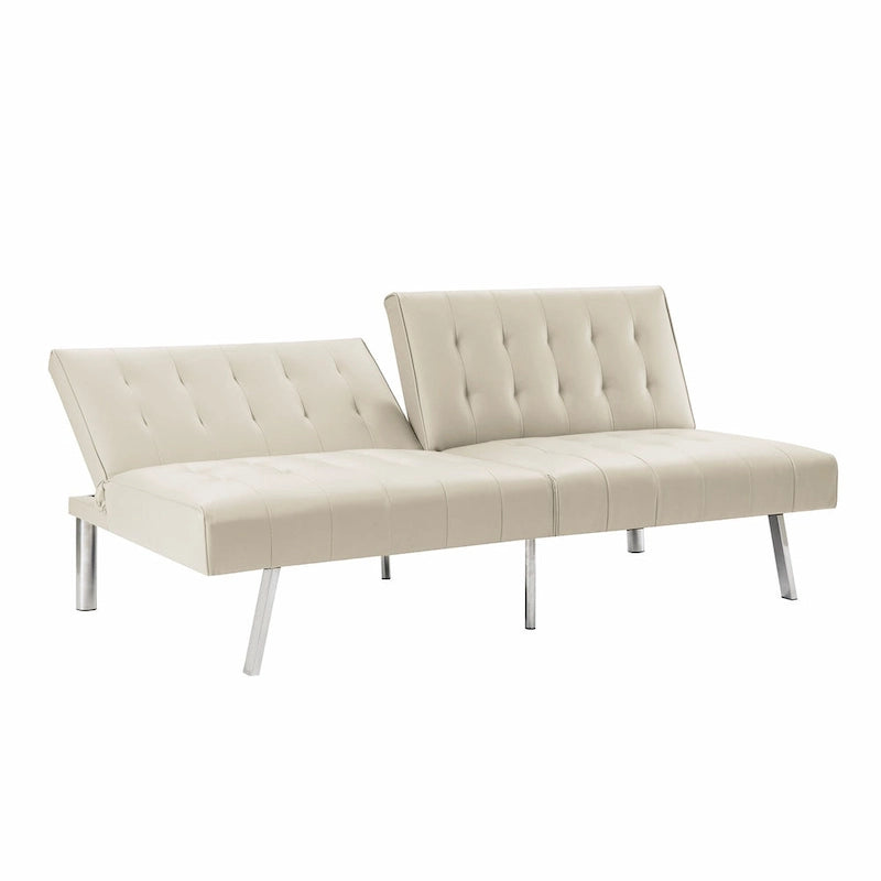Multi-Color Tufted Split-Back Futon Sofa Bed, Chrome Legs, Seats 1–2
