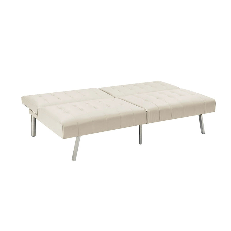 Multi-Color Tufted Split-Back Futon Sofa Bed, Chrome Legs, Seats 1–2
