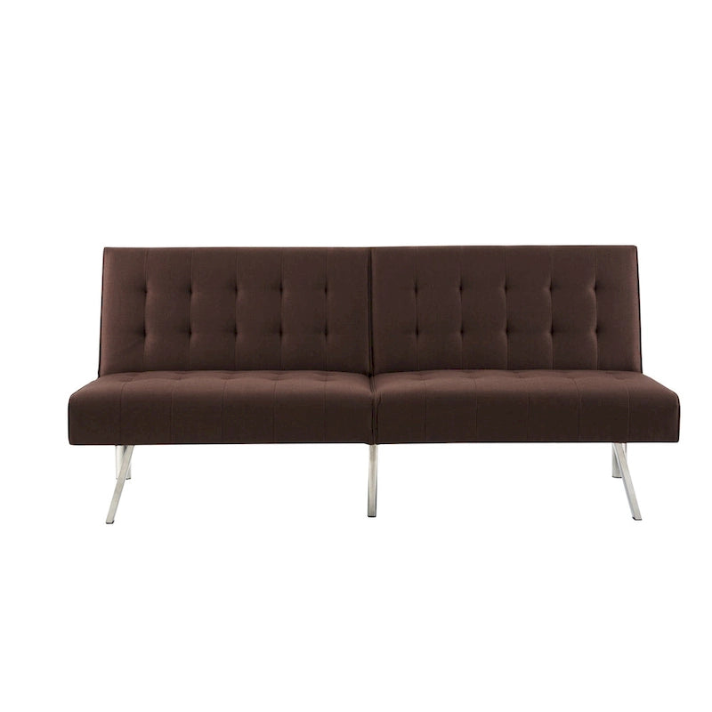 Multi-Color Tufted Split-Back Futon Sofa Bed, Chrome Legs, Seats 1–2