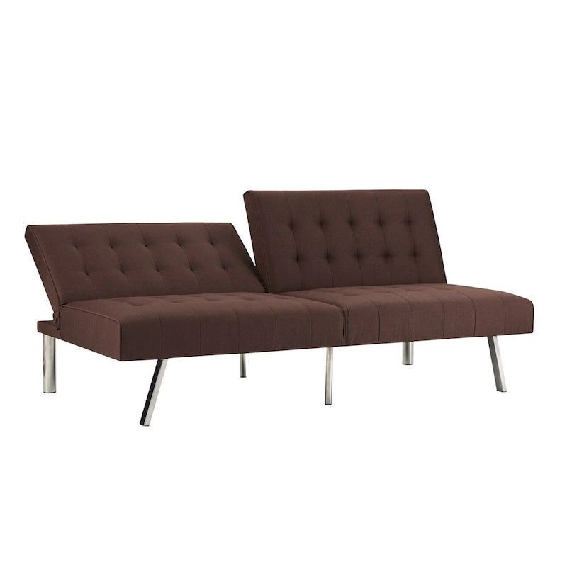 Multi-Color Tufted Split-Back Futon Sofa Bed, Chrome Legs, Seats 1–2