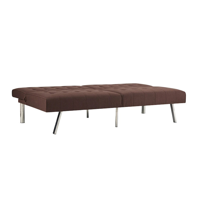 Multi-Color Tufted Split-Back Futon Sofa Bed, Chrome Legs, Seats 1–2