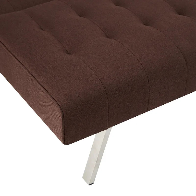 Multi-Color Tufted Split-Back Futon Sofa Bed, Chrome Legs, Seats 1–2