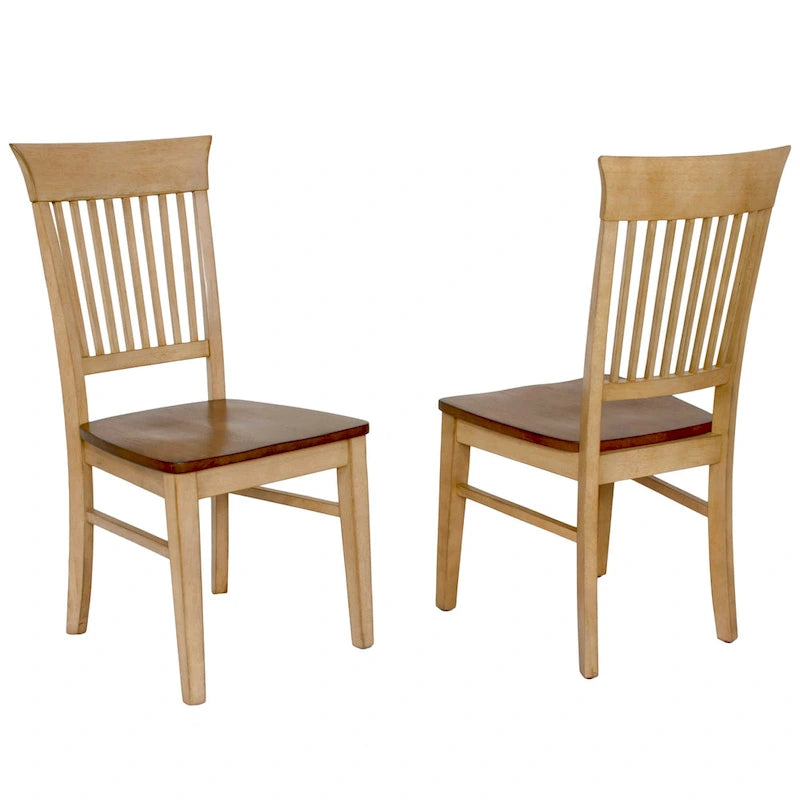 Light Creamy Wheat & Warm Pecan Brown Dining Side Chair, Set of 2 – Dining Height