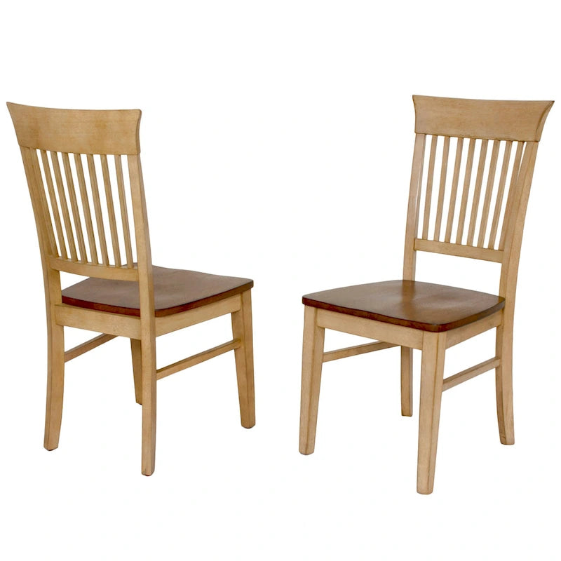 Light Creamy Wheat & Warm Pecan Brown Dining Side Chair, Set of 2 – Dining Height
