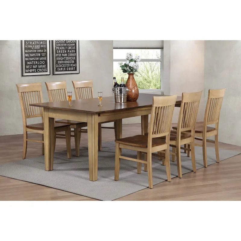 Light Creamy Wheat & Warm Pecan Brown Dining Side Chair, Set of 2 – Dining Height