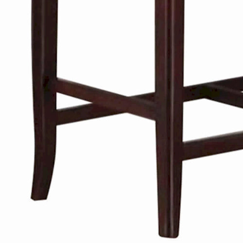 Banc haut 1 place en similicuir touffeté marron, cadre en bois