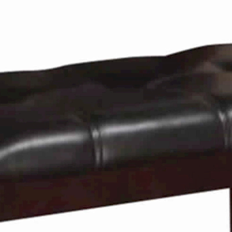 Brown Tufted Faux Leather High Bench, Wood Frame, 1-Seat