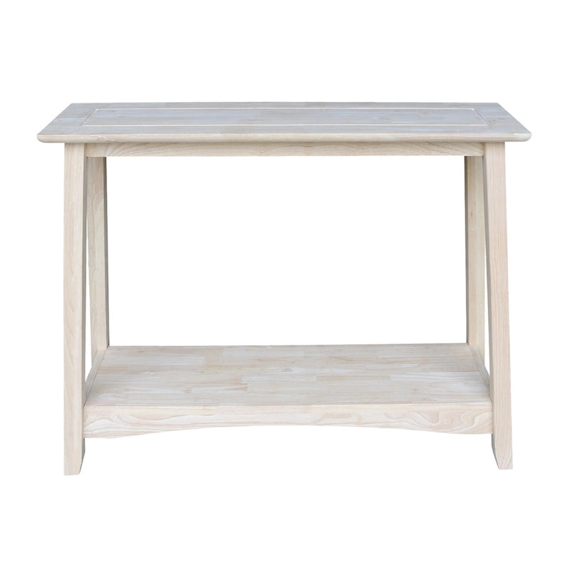 Unfinished Parawood Console Table – Natural, Butcher Block Top