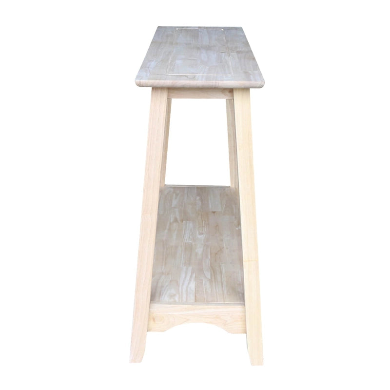 Unfinished Parawood Console Table – Natural, Butcher Block Top