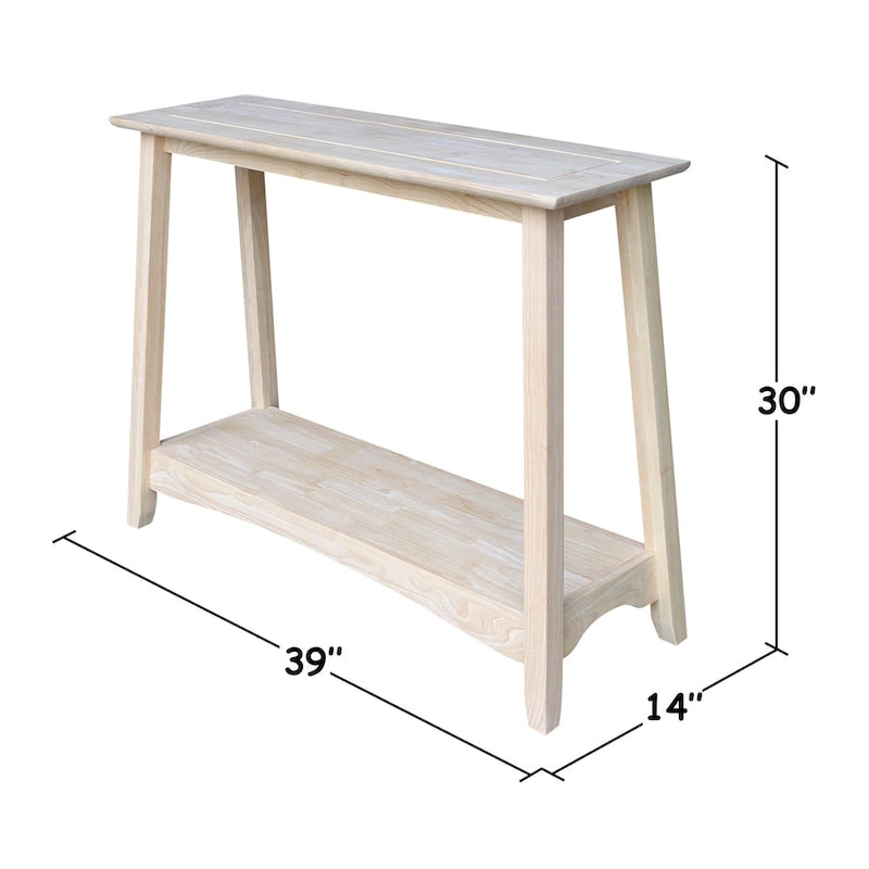 Unfinished Parawood Console Table – Natural, Butcher Block Top